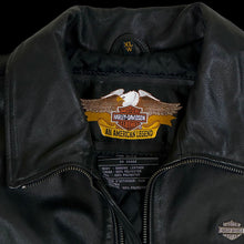 Load image into Gallery viewer, y2k harley womens cropped flame sleeve leather jacket