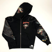 Load image into Gallery viewer, 2021 supreme panther zip up hoodie black