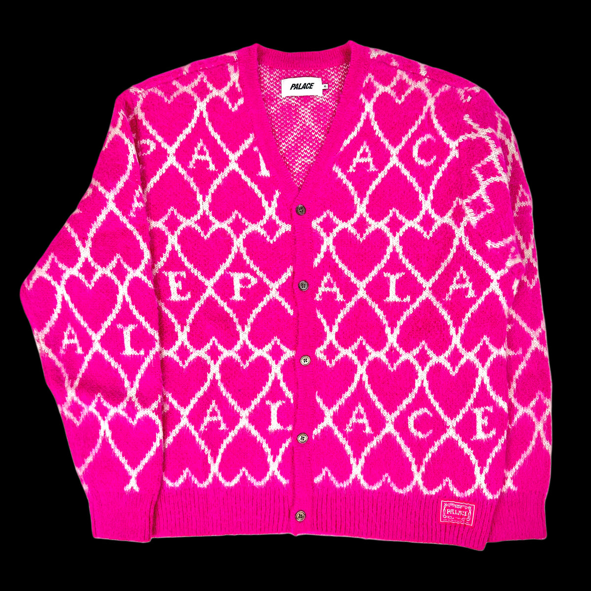 2025 palace hairy heart knit cardigan pink – change clothes