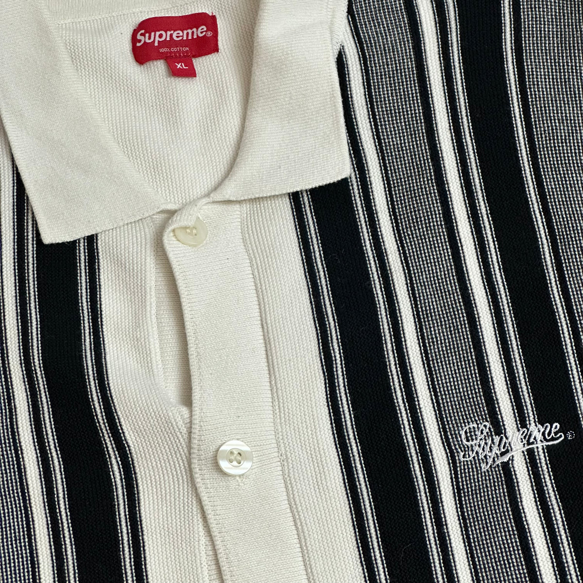 トップス supreme 22ss stripe button up polo white 2022 supreme stripe button up knit polo shirt – change clothes
