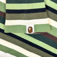 Load image into Gallery viewer, 2005 bape // kaws border stripe bendy college logo tee green