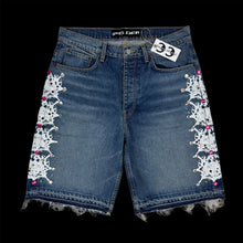 Load image into Gallery viewer, 2025 spider web stone denim shorts