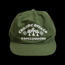 Load image into Gallery viewer, chrome hearts gas station 6 panel hat olive red