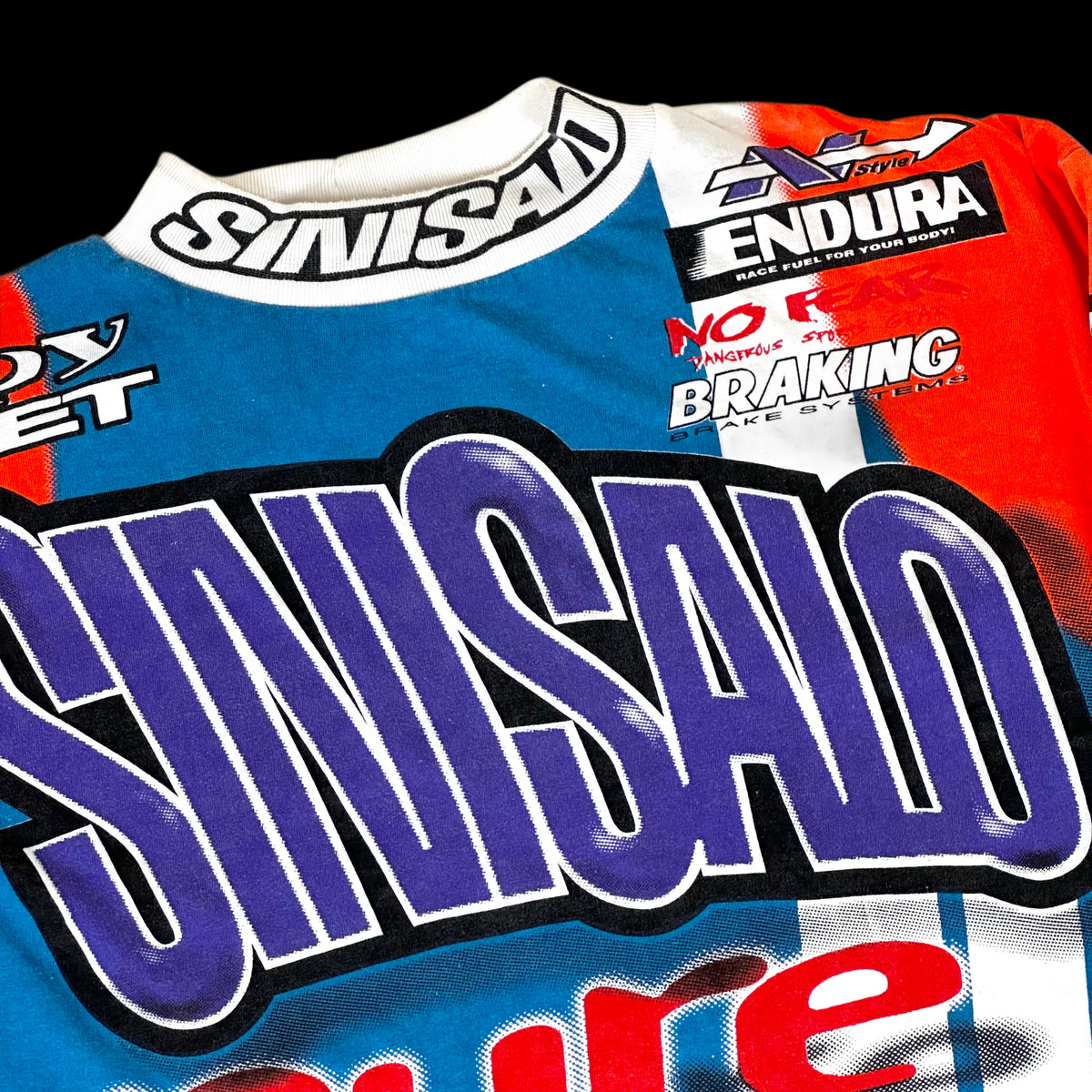 90s sinisalo pure moto racing top blue orange – change clothes