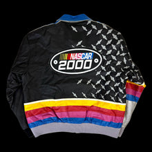 Load image into Gallery viewer, 2000 jeff hamilton nascar leather jacket blue diamond plate