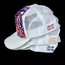 Load image into Gallery viewer, cc buckin patchwork trucker hat by crusty wizard