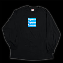 Load image into Gallery viewer, 2021 asspizza triple box logo l/s tee blue GITD