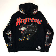 Load image into Gallery viewer, 2021 supreme panther zip up hoodie black