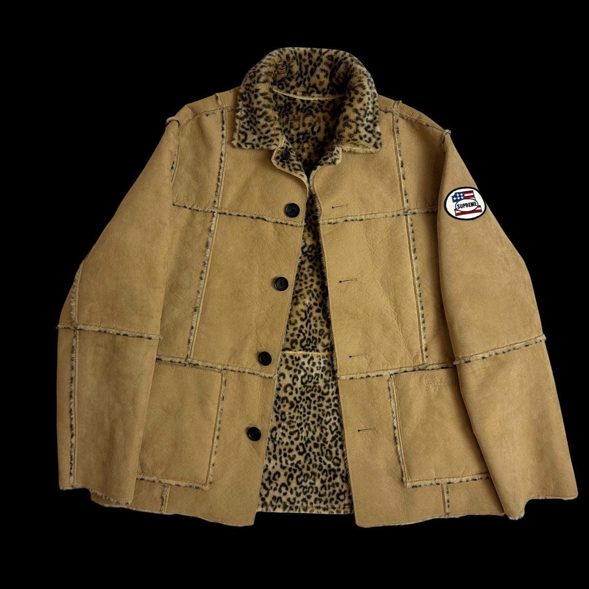 2019 supreme faux suede leopard reversible coat – change clothes