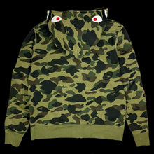 Load image into Gallery viewer, 2000s bape 1st camo green patch shark full zip