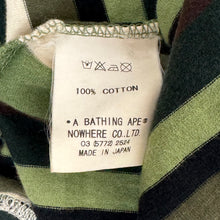 Load image into Gallery viewer, 2005 bape // kaws border stripe bendy college logo tee green