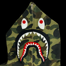Load image into Gallery viewer, 2000s bape 1st camo green patch shark full zip