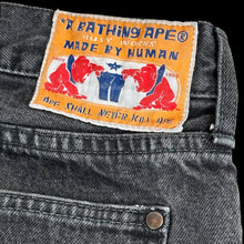 Load image into Gallery viewer, late 2000s bape made by human patch black slim jeans