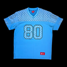 Load image into Gallery viewer, 2018 supreme monogram football top light blue