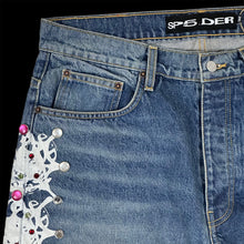 Load image into Gallery viewer, 2025 spider web stone denim shorts