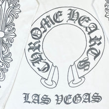 Load image into Gallery viewer, 2000s chrome hearts las vegas grey horseshoe floral l/s white