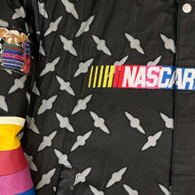 Load image into Gallery viewer, 2000 jeff hamilton nascar leather jacket blue diamond plate