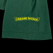 Load image into Gallery viewer, 90s chrome hearts green yellow scroll logo tee