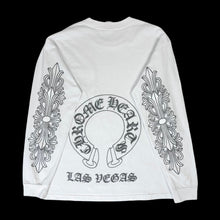 Load image into Gallery viewer, 2000s chrome hearts las vegas grey horseshoe floral l/s white