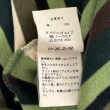 Load image into Gallery viewer, 2005 bape // kaws border stripe bendy college logo tee green