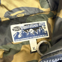 Load image into Gallery viewer, 2012 bape mountain puffer jacket camo inside full zip