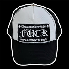Load image into Gallery viewer, 90s chrome hearts fuck trucker hat white dome