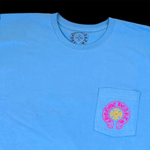 Load image into Gallery viewer, chrome hearts art basel miami horseshoe tee light blue