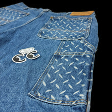 Load image into Gallery viewer, 2023 billy hill diamond plate double knee denim shorts