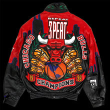 Load image into Gallery viewer, 1998 jeff hamilton chicago bulls repeat 3peat lambskin leather jacket