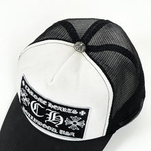 Load image into Gallery viewer, vtg chrome hearts hollywood trucker hat black white