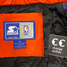 Load image into Gallery viewer, vintage starter phoenix suns starburst leather jacket zip up