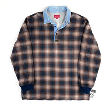 Load image into Gallery viewer, Supreme Shadow Plaid Rugby Top Denim Collar 2014