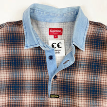 Load image into Gallery viewer, Supreme Shadow Plaid Rugby Top Denim Collar 2014