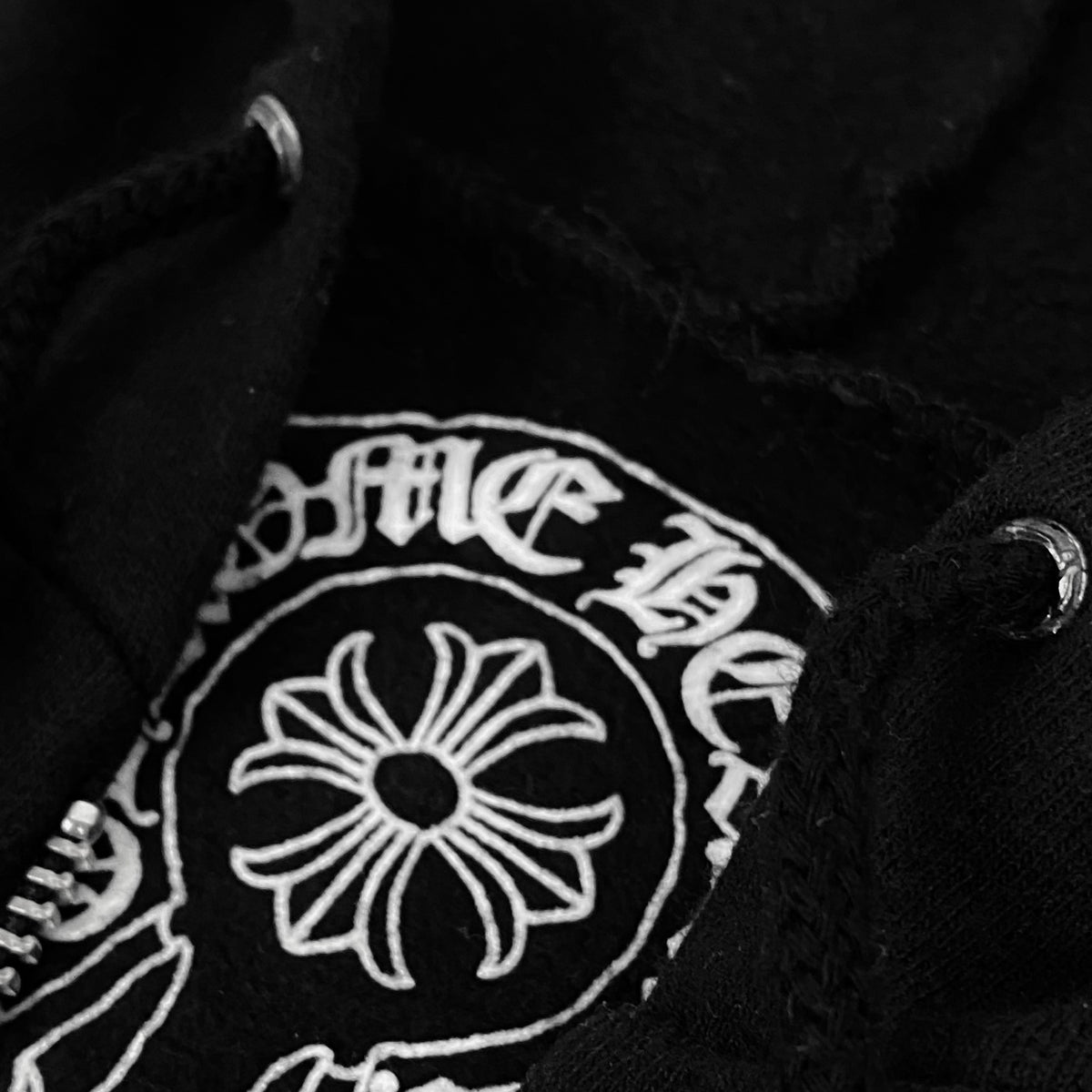 chrome hearts distressed logos dagger zip up – change clothes