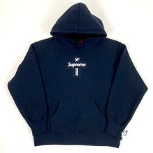Load image into Gallery viewer, Supreme Cross Box Logo Hoodie Navy Medium