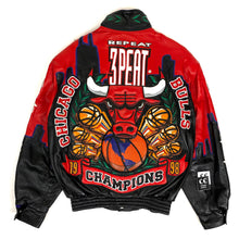 Load image into Gallery viewer, jeff hamilton chicago bulls repeat 3peat lambskin leather jacket 1998