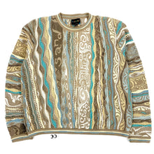 Load image into Gallery viewer, vintage Coogi Sweater Beach Theme Sand Blue Tan