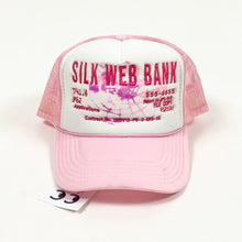 Load image into Gallery viewer, Spider Worldwide Silk Web Bank Trucker Cap Pink White Hat