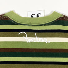 Load image into Gallery viewer, Bape x Kaws Bendy College Logo Multi Striped Tee Shirt