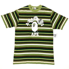 Load image into Gallery viewer, Bape x Kaws Bendy College Logo Multi Striped Tee Shirt