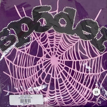 Load image into Gallery viewer, spider worldwide web hoodie purple rhinestone
