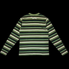 Load image into Gallery viewer, 2005 bape // kaws border stripe bendy college logo tee green
