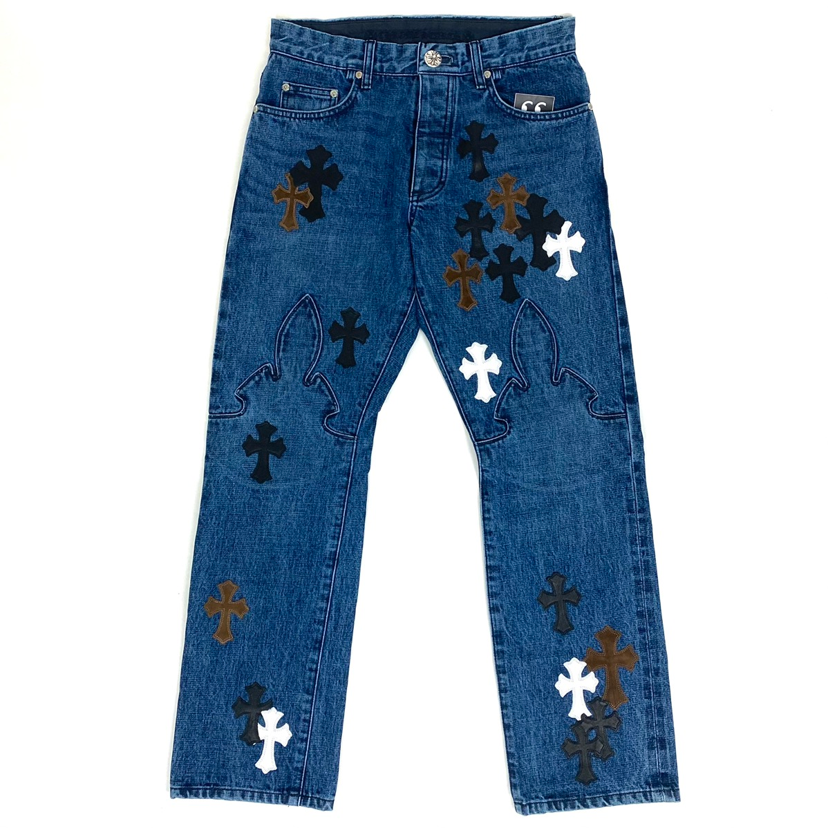 2022 chrome hearts denim jeans fleur knee