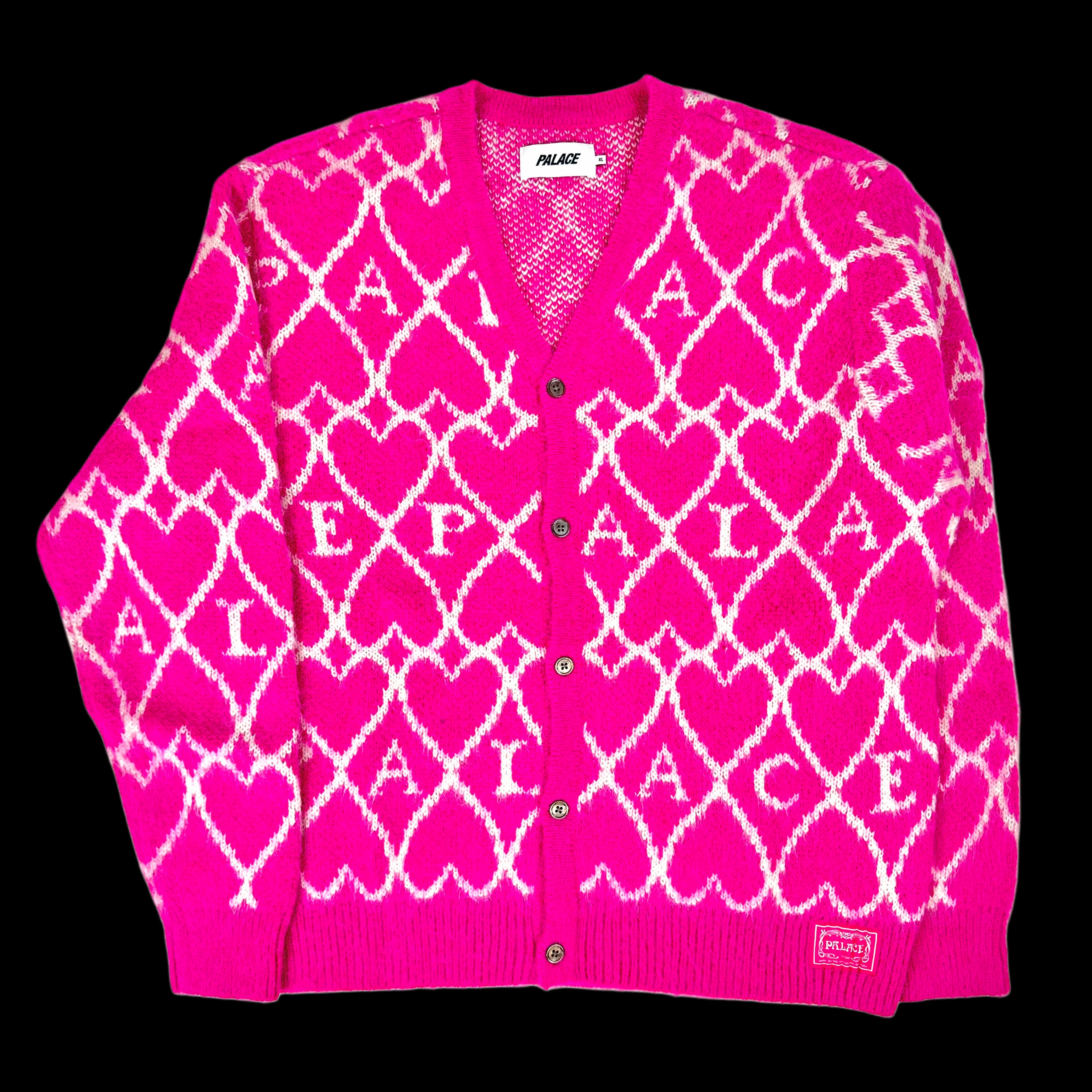 2025 palace hairy heart knit cardigan pink – change clothes