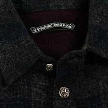 Load image into Gallery viewer, vintage chrome hearts cuff cross patch wool button down western shirt
