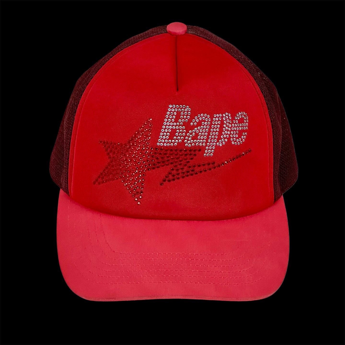 2006 bape sta logo swarovski trucker hat red