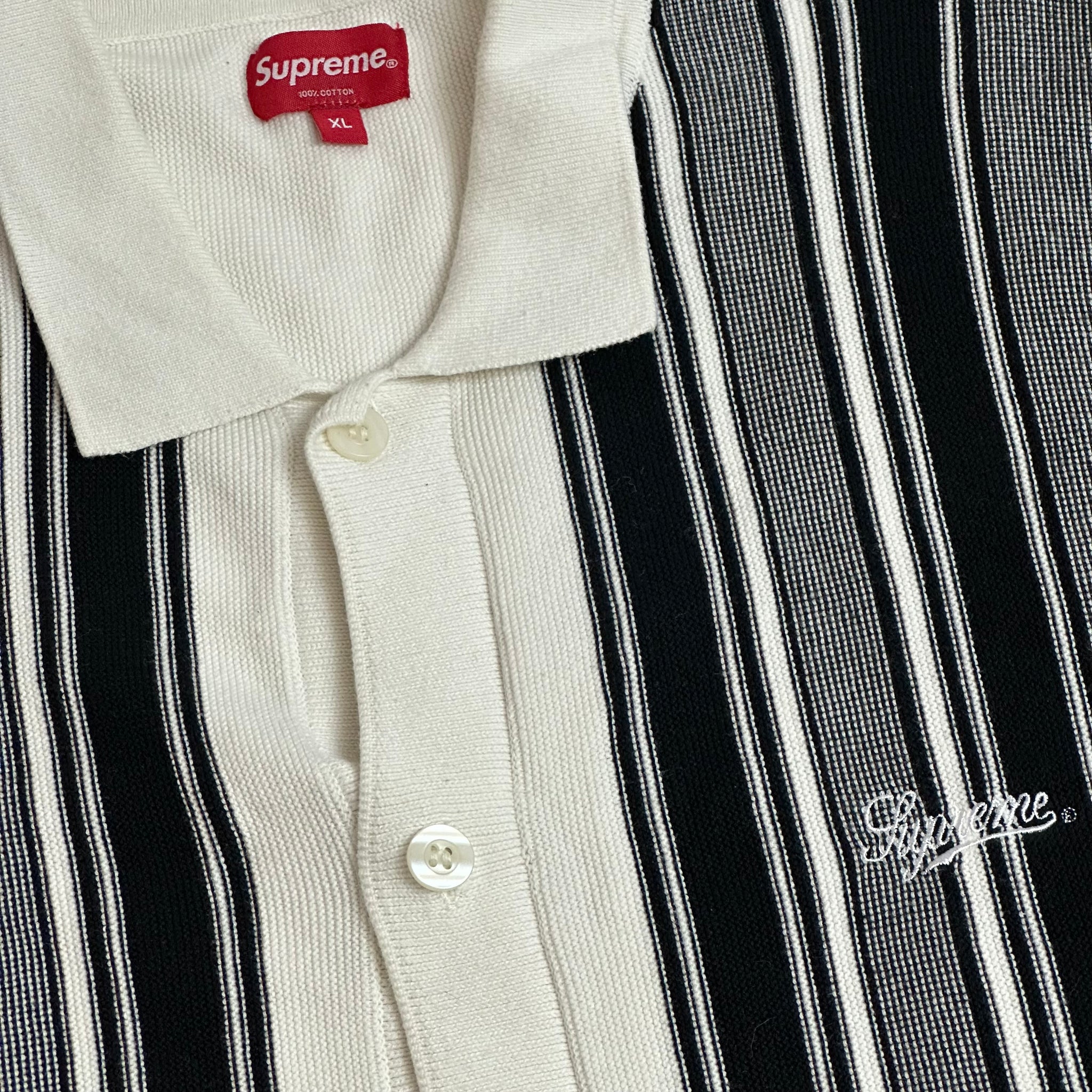 トップス supreme 22ss stripe button up polo white 2022 supreme stripe button up knit polo shirt – change clothes