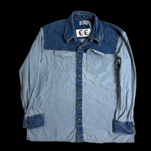 Load image into Gallery viewer, vintage harley davidson two tone denim button up
