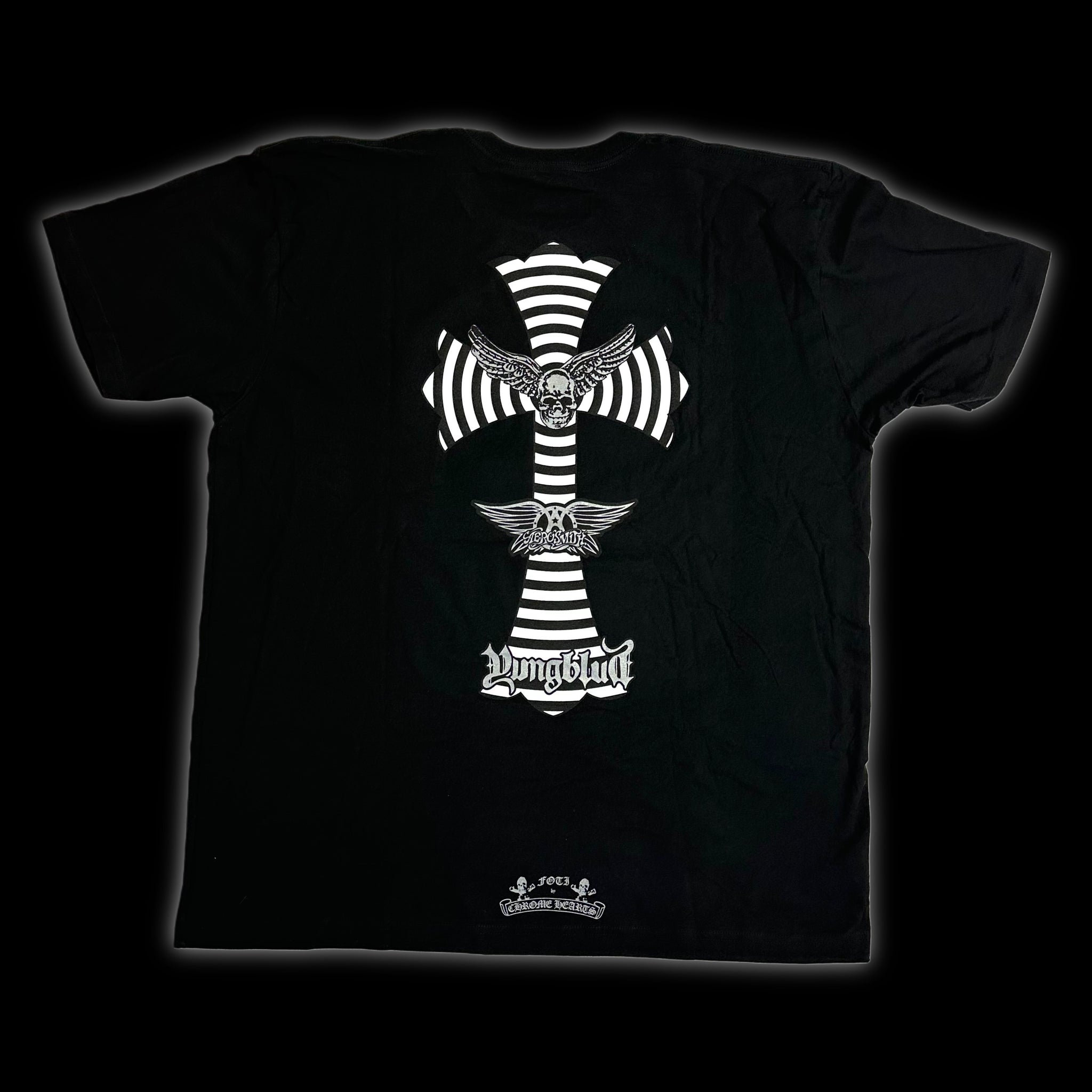 2025 chrome hearts foti aerosmith yungblud cemetery cross tee