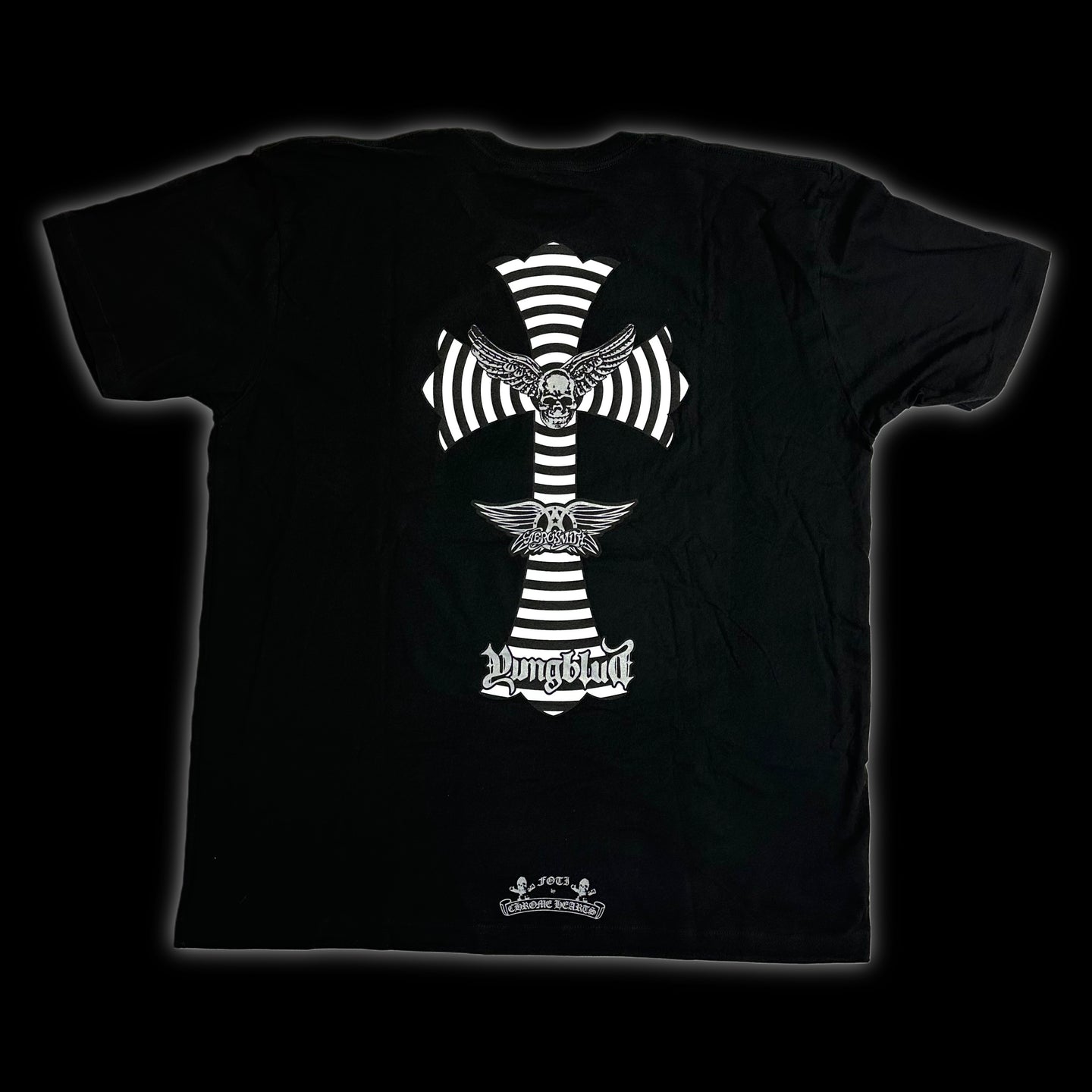 2025 chrome hearts foti aerosmith yungblud cemetery cross tee